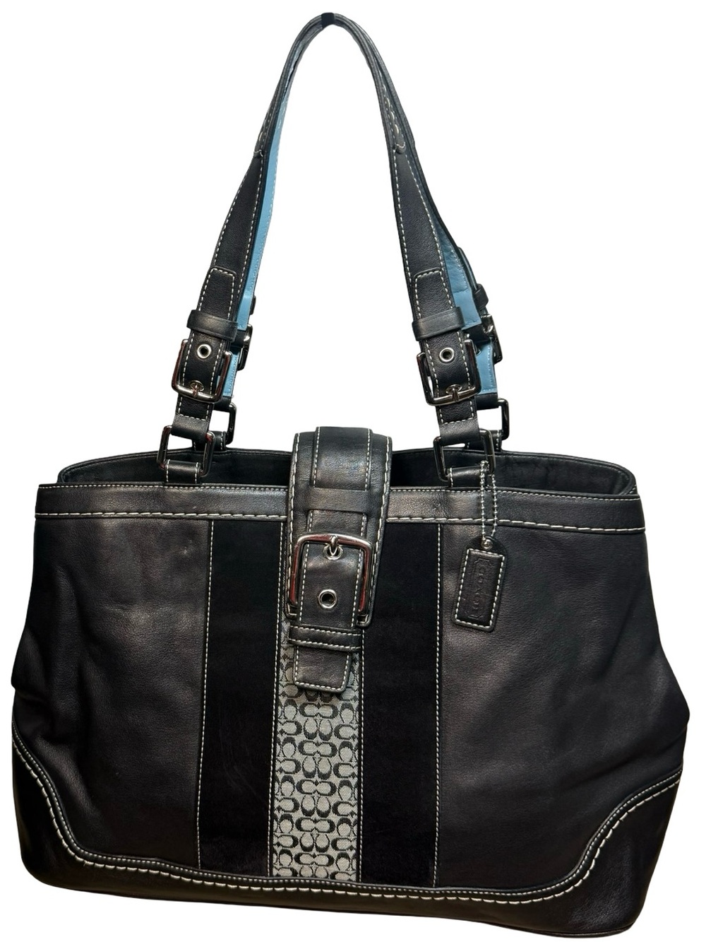✨ Vintage Y2K Coach Hampton Stripe Satchel Tote Bag ✨Style Number: F11346 2007